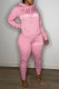 Pink Casual Print Patchwork Hooded Collar Long Sleeve Two Pieces