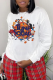 White Street Character Patchwork O Neck Tops