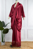 Red Elegant Solid Solid Color V Neck Half Sleeve Two Pieces