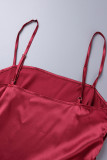 Red Elegant Solid Solid Color V Neck Half Sleeve Two Pieces