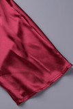 Red Elegant Solid Solid Color V Neck Half Sleeve Two Pieces