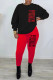 Red Casual Print Patchwork O Neck Long Sleeve Two Pieces