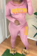 Pink Casual Print Patchwork Hooded Collar Long Sleeve Two Pieces