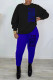 Blue Casual Print Patchwork O Neck Long Sleeve Two Pieces