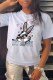 White Casual Character Letter O Neck T-Shirts