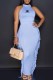 Blue Elegant Print Letter Halter Sleeveless Two Pieces