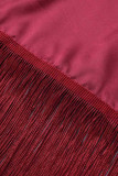 Red Elegant Solid Solid Color V Neck Half Sleeve Two Pieces