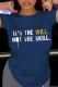 Navy Blue Street Print Letter O Neck T-Shirts