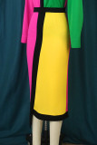 Rose Red Casual Solid Patchwork Asymmetrical High Waist Straight Patchwork Bottoms