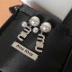 White Elegant Letter Rhinestone Earrings