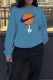 Blue Sportswear Print Patchwork O Neck Tops