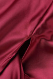 Red Elegant Solid Solid Color V Neck Half Sleeve Two Pieces