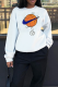 White Sportswear Print Patchwork O Neck Tops
