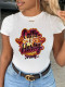 White Street Print Patchwork O Neck T-Shirts