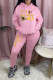 Pink Casual Print Patchwork Hooded Collar Long Sleeve Two Pieces