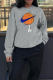 Grey Sportswear Print Patchwork O Neck Tops
