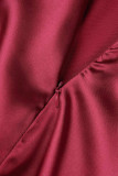 Red Elegant Solid Solid Color V Neck Half Sleeve Two Pieces