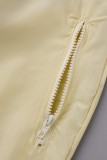 Apricot Casual Solid Basic Regular Low Waist Conventional Solid Color Trousers