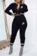Black Casual Print Patchwork Mandarin Collar Long Sleeve Two Pieces