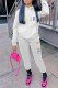 White Casual Print Letter Hooded Collar Long Sleeve Two Pieces
