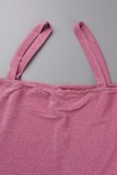 Pink Sexy Solid Backless Square Collar Sling Dress Dresses