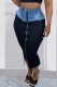 Blue Casual Street Solid Patchwork Zipper High Waist Pencil Patchwork Bottoms