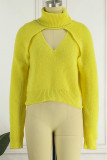 Green Sexy Casual Solid Hollowed Out Turtleneck Long Sleeve Two Pieces