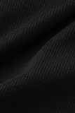 Black Sexy Solid Tassel Patchwork O Neck Sleeveless Two Pieces