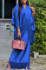 Blue Elegant Solid Solid Color V Neck Half Sleeve Two Pieces