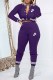 Purple Casual Print Patchwork Mandarin Collar Long Sleeve Two Pieces