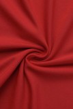 Red Sexy Casual Solid Ripped O Neck Long Sleeve Dresses