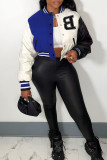 Red Casual Solid Embroidered Patchwork Buckle Cardigan Collar Outerwear