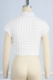 White Casual Solid Patchwork Turtleneck T-Shirts