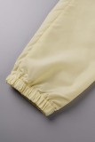 Apricot Casual Solid Basic Regular Low Waist Conventional Solid Color Trousers
