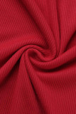 Red Casual Solid Patchwork O Neck A Line Dresses