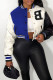 Blue Casual Solid Embroidered Patchwork Buckle Cardigan Collar Outerwear