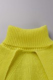Green Sexy Casual Solid Hollowed Out Turtleneck Long Sleeve Two Pieces