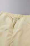Apricot Casual Solid Basic Regular Low Waist Conventional Solid Color Trousers