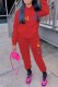 Red Casual Print Letter Hooded Collar Long Sleeve Two Pieces