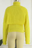Green Sexy Casual Solid Hollowed Out Turtleneck Long Sleeve Two Pieces