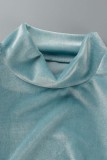 Pink Sexy Solid Fold Turtleneck Long Sleeve Dresses