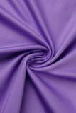 Purple Sexy Print Asymmetrical O Neck Sleeveless Dress Dresses