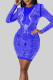 Blue Sexy Solid Patchwork Hot Drill O Neck Pencil Skirt Dresses