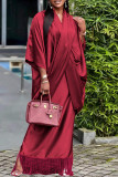 Red Elegant Solid Solid Color V Neck Half Sleeve Two Pieces