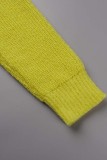 Green Sexy Casual Solid Hollowed Out Turtleneck Long Sleeve Two Pieces