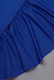 Royal Blue Sexy Casual Solid Backless Spaghetti Strap Sleeveless Two Pieces