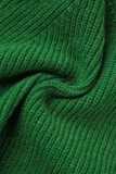Green Sexy Casual Solid Hollowed Out Turtleneck Long Sleeve Two Pieces