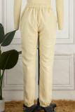 Apricot Casual Solid Basic Regular Low Waist Conventional Solid Color Trousers