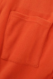 Tangerine Red Casual Letter Basic Hooded Collar Regular Romper