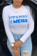 White Street Print Letter O Neck Tops